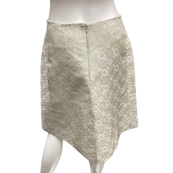 Chloé Skirt Women’s Size 6 Silver Shimmer A-Line Knee Length “Porcelaine” Color - Picture 3 of 4
